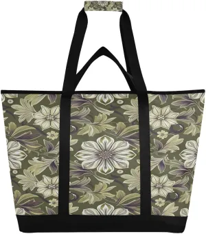Watercolor Flowers Reusable Insulated Lunchbox Cooler Bag, Leakproof Kitchen Grocery Bag Collapsible Portable Cooler Tote Bag for Picnic, Camping, Office, Travel