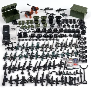 Weapons Pack Military SWAT Accessories - Army Soldiers Building Block Sets, SWAT Team Equipment Gear Armor Shields, Police Dogs Camouflage Weapon Militray Bricks