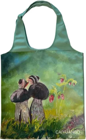 White flowers Reusable Grocery Bags