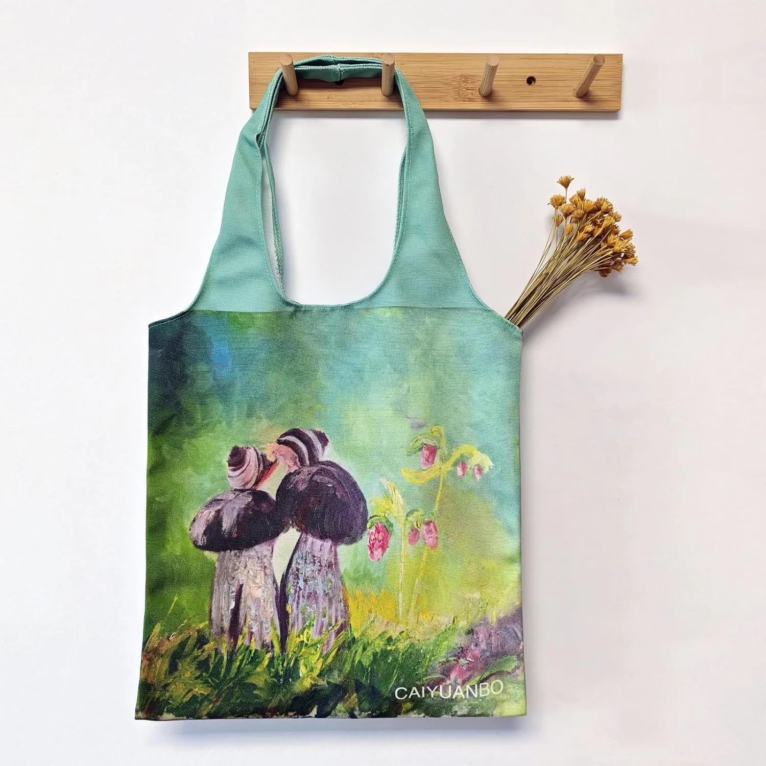 White flowers Reusable Grocery Bags