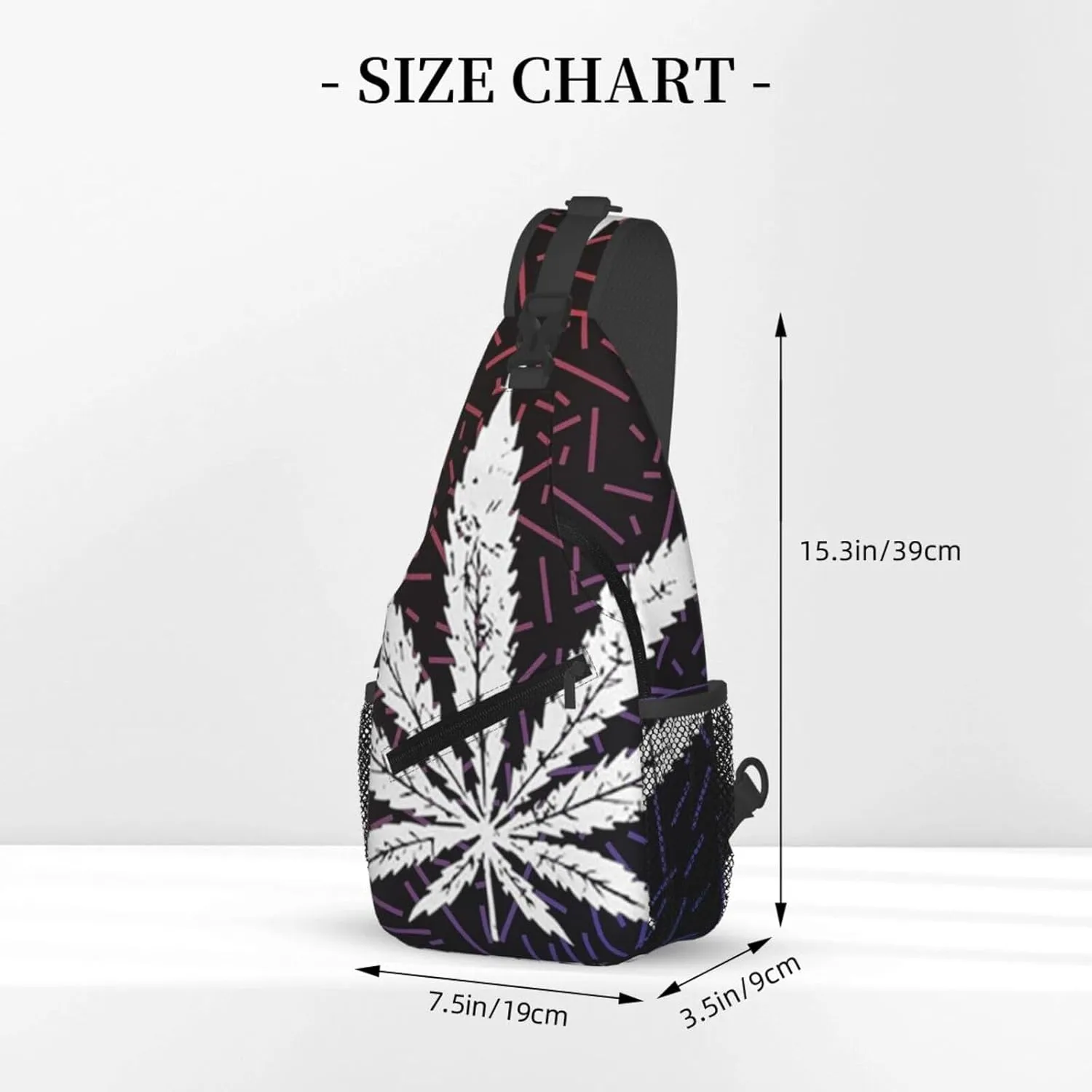 White Weed Leaf Crossbody Backpack For Men Women Sling Shoulder Dachshunds Dog Chest Bag Lightweight One Strap Multipurpose Travel Hiking Daypack