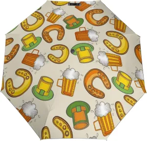 Windproof Travel Umbrellas for Rain,Beer Hat Horseshoe Durable & Compact Umbrella-Waterproof Canopy for Backpack, Purse, Portable, Umbrella for Travel