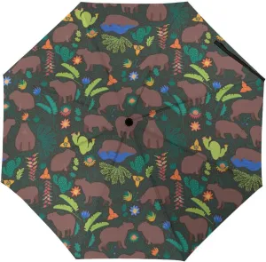 Windproof Travel Umbrellas for Rain,Capybaras And Evening Meadow Durable & Compact Umbrella-Waterproof Canopy for Backpack, Purse, Portable, Umbrella for Travel