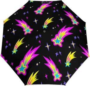 Windproof Travel Umbrellas for Rain,Cute Comets Stars Durable & Compact Umbrella-Waterproof Canopy for Backpack, Purse, Portable, Umbrella for Travel