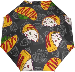 Windproof Travel Umbrellas for Rain,Japanese Fried Rice Durable & Compact Umbrella-Waterproof Canopy for Backpack, Purse, Portable, Umbrella for Travel