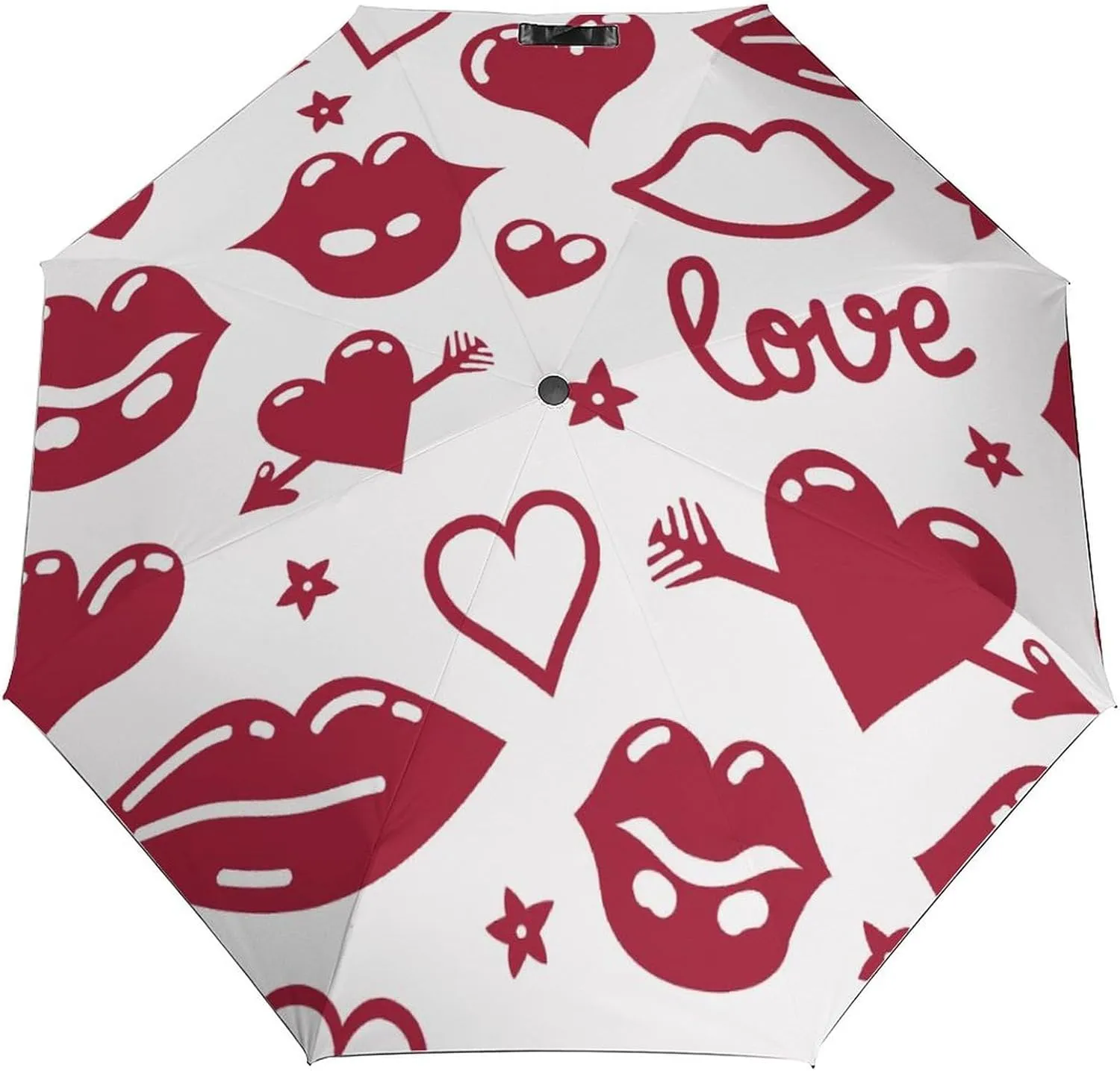 Windproof Travel Umbrellas for Rain,Love Heart Lips Durable & Compact Umbrella-Waterproof Canopy for Backpack, Purse, Portable, Umbrella for Travel