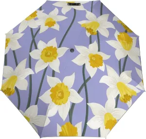 Windproof Travel Umbrellas for Rain,Purple Narcissus Flowers Durable & Compact Umbrella-Waterproof Canopy for Backpack, Purse, Portable, Umbrella for Travel