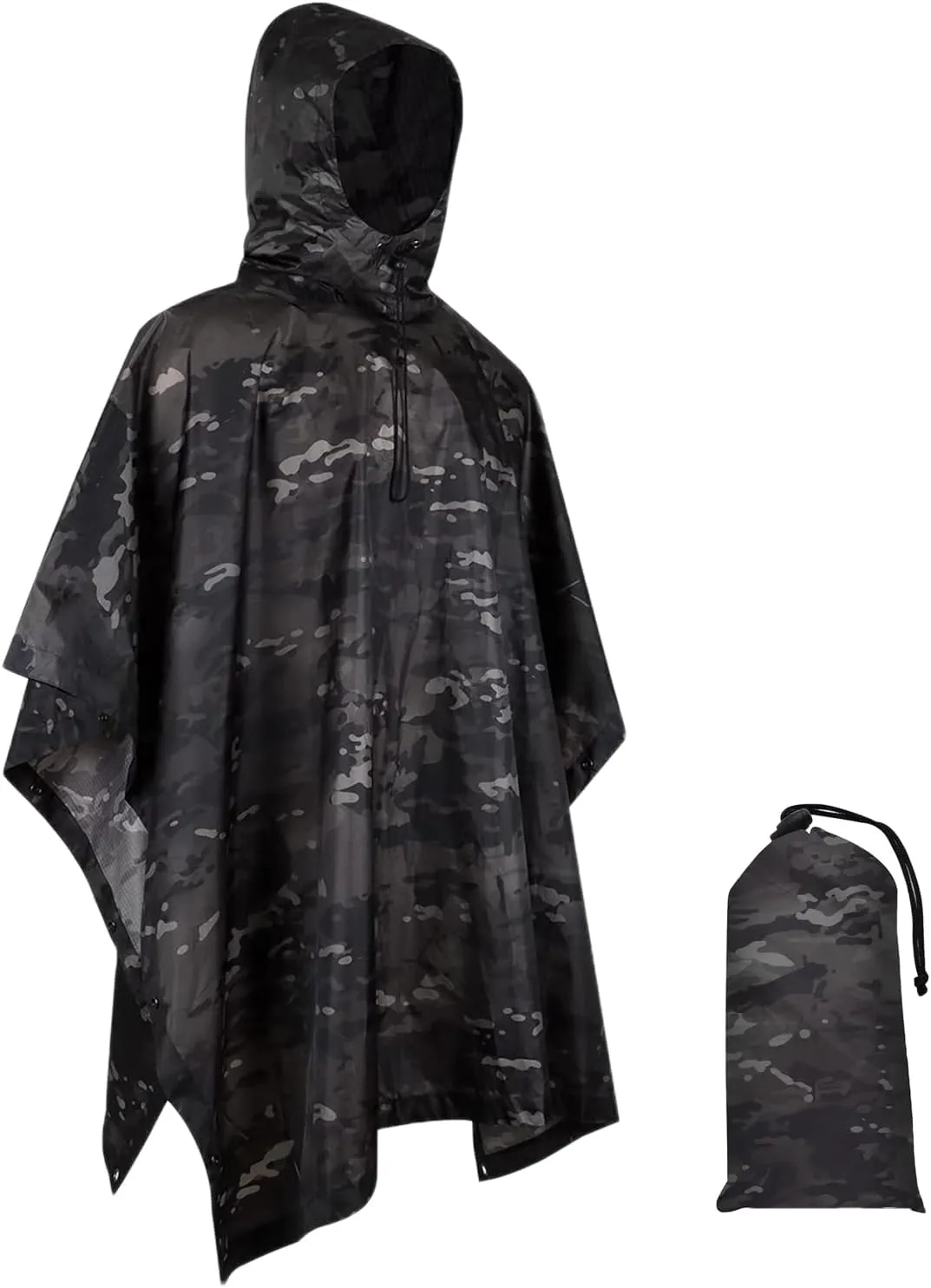 WINWAY Military Style Poncho Multi Use Rip-Stop Camouflage Raincoat