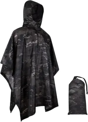 WINWAY Military Style Poncho Multi Use Rip-Stop Camouflage Raincoat