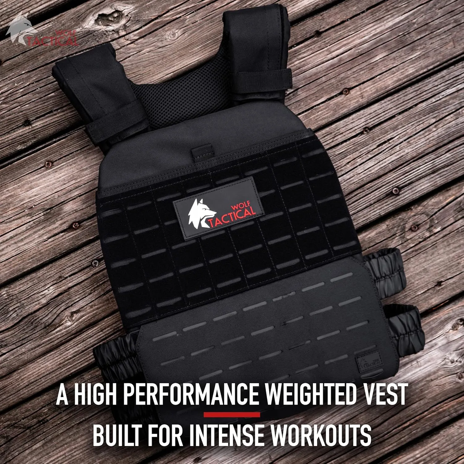 WOLF TACTICAL Adjustable Weighted Vest – WODs, Strength and Endurance Training, Fitness Workouts, Running