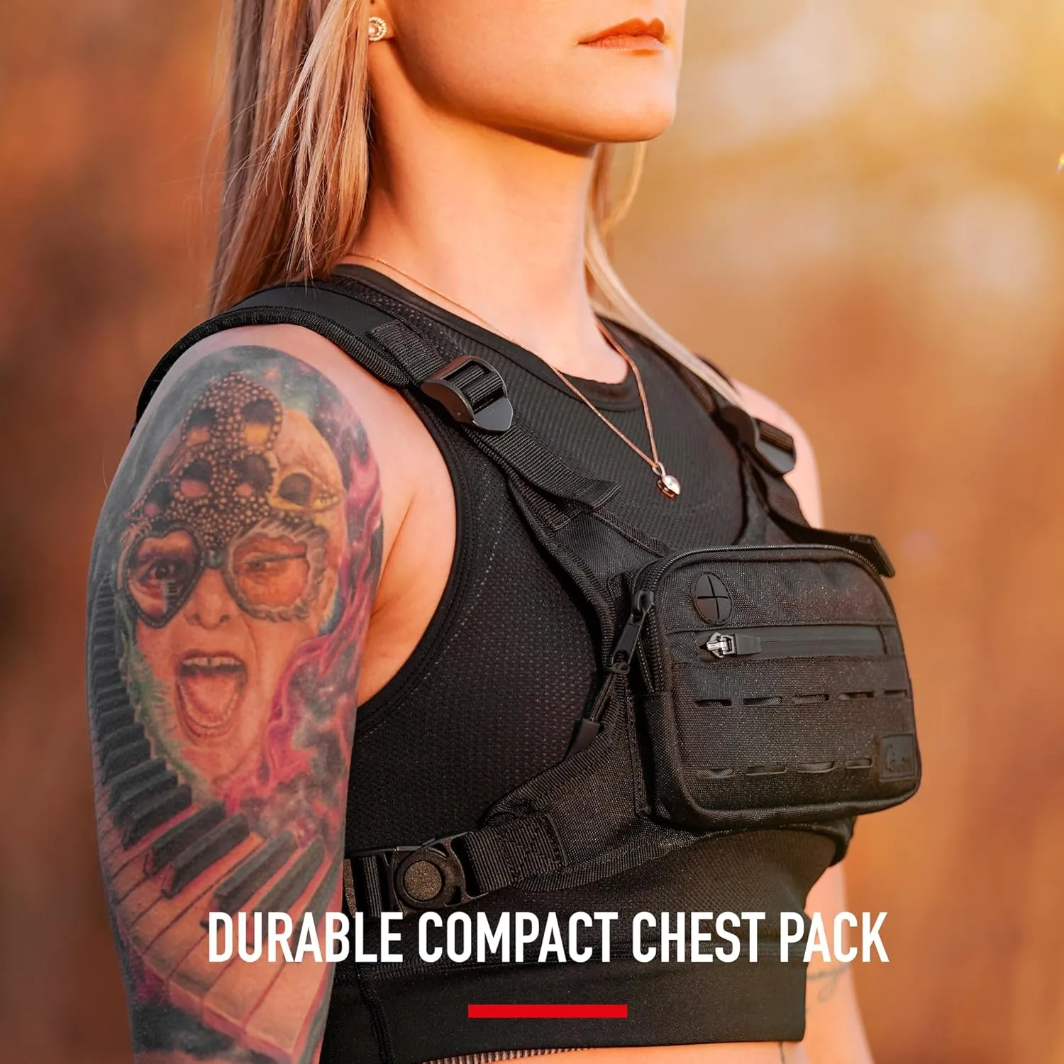 WOLF TACTICAL Compact Chest Pack Running Chest Bag For Men Running Vest Fanny Pack Chest Rig Running Bag, White Camo