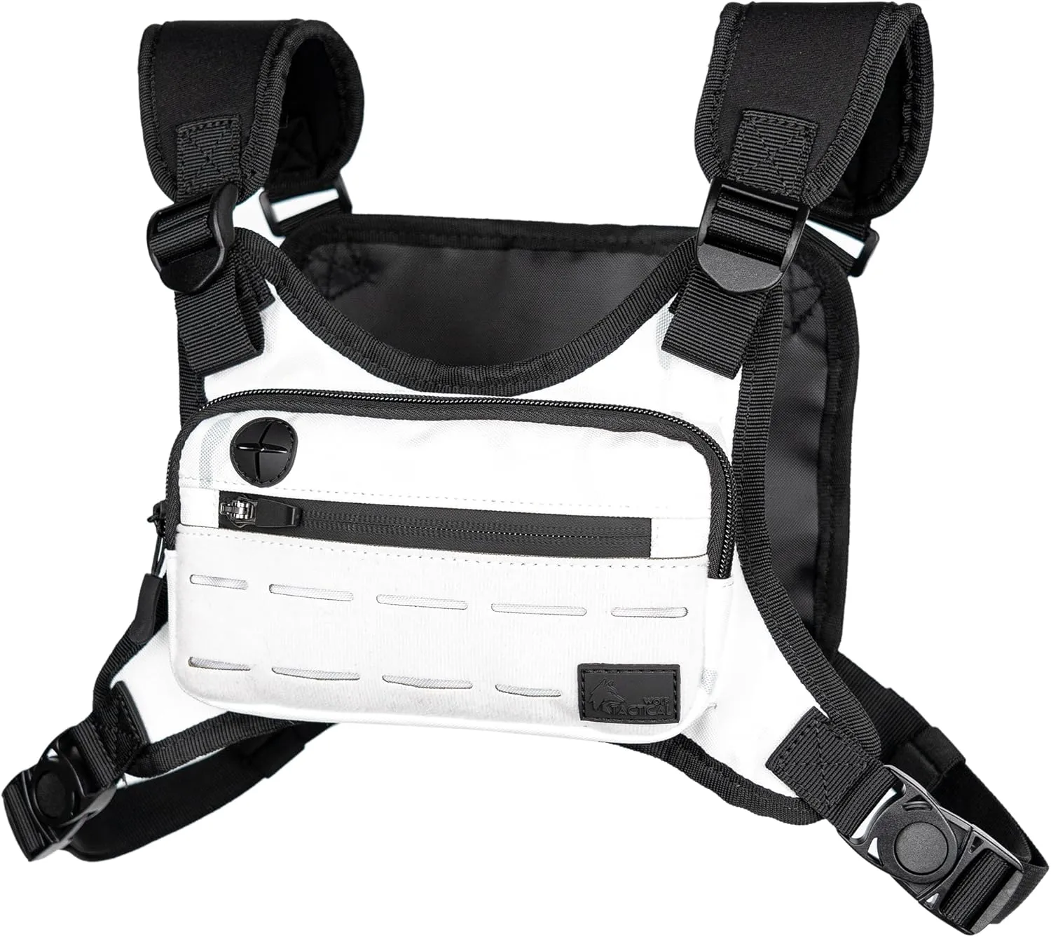 WOLF TACTICAL Compact Chest Pack Running Chest Bag For Men Running Vest Fanny Pack Chest Rig Running Bag, White Camo