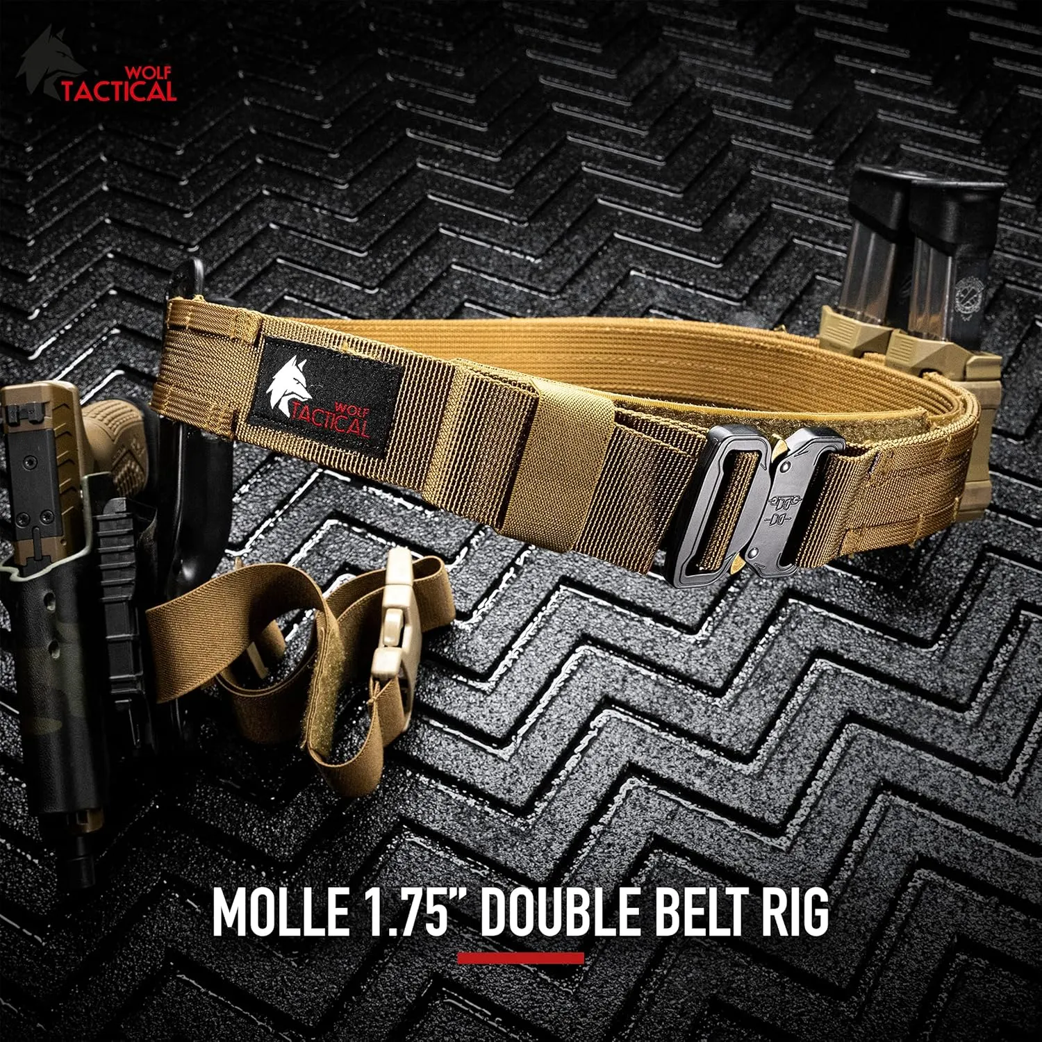 WOLF TACTICAL Molle Duty Belt - Duty Belts Law Enforcement Battle Belts Tactical Gun Belt 1.75” Quick Release Combat Belt