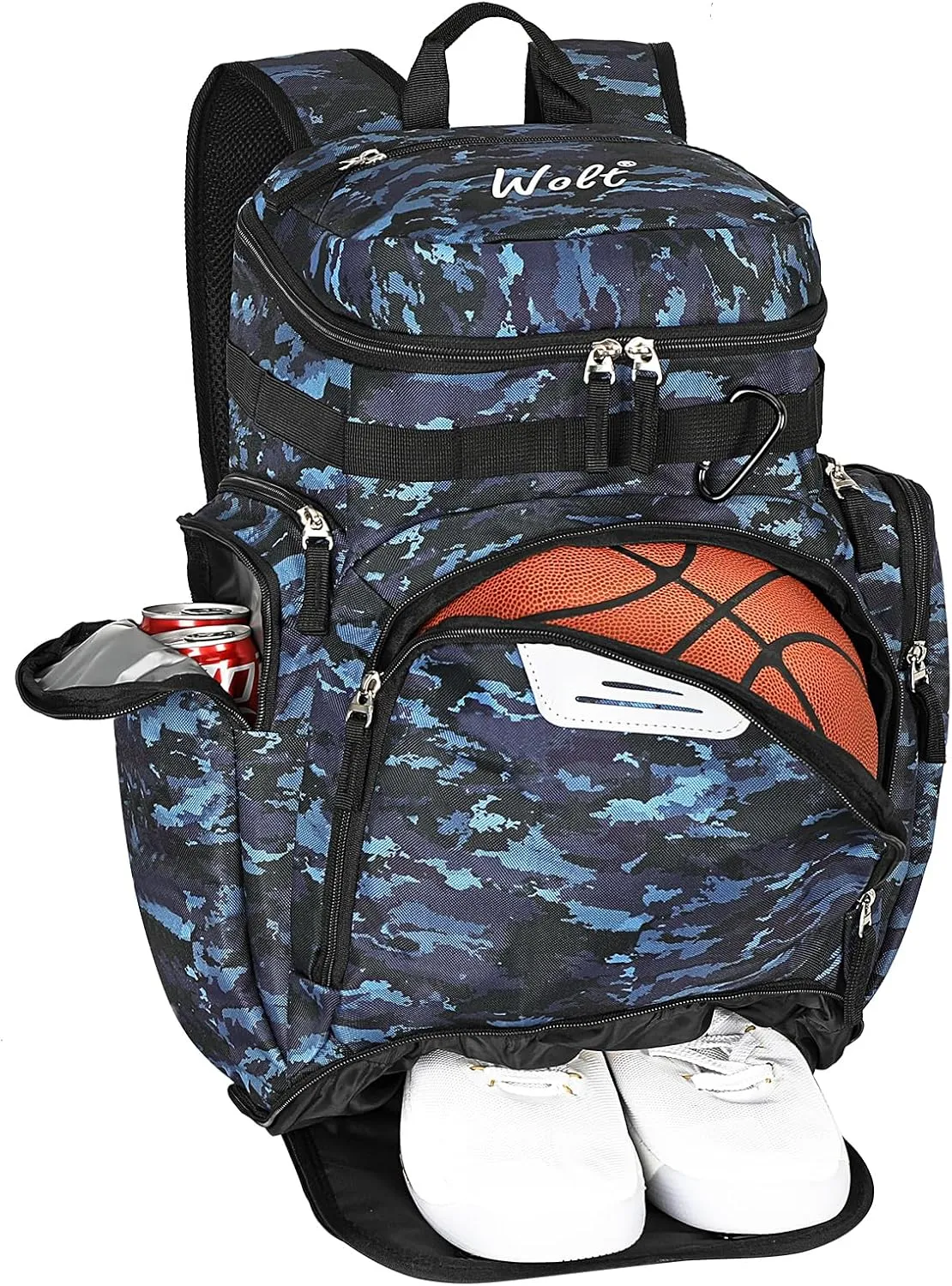 WOLT Basketball Backpack Bag with Separate Ball Compartment and Shoes Pocket，Large Sports Equipment Bag for Basketball, Soccer, Rugby, Volleyball, Baseball Sport Backpack Bag