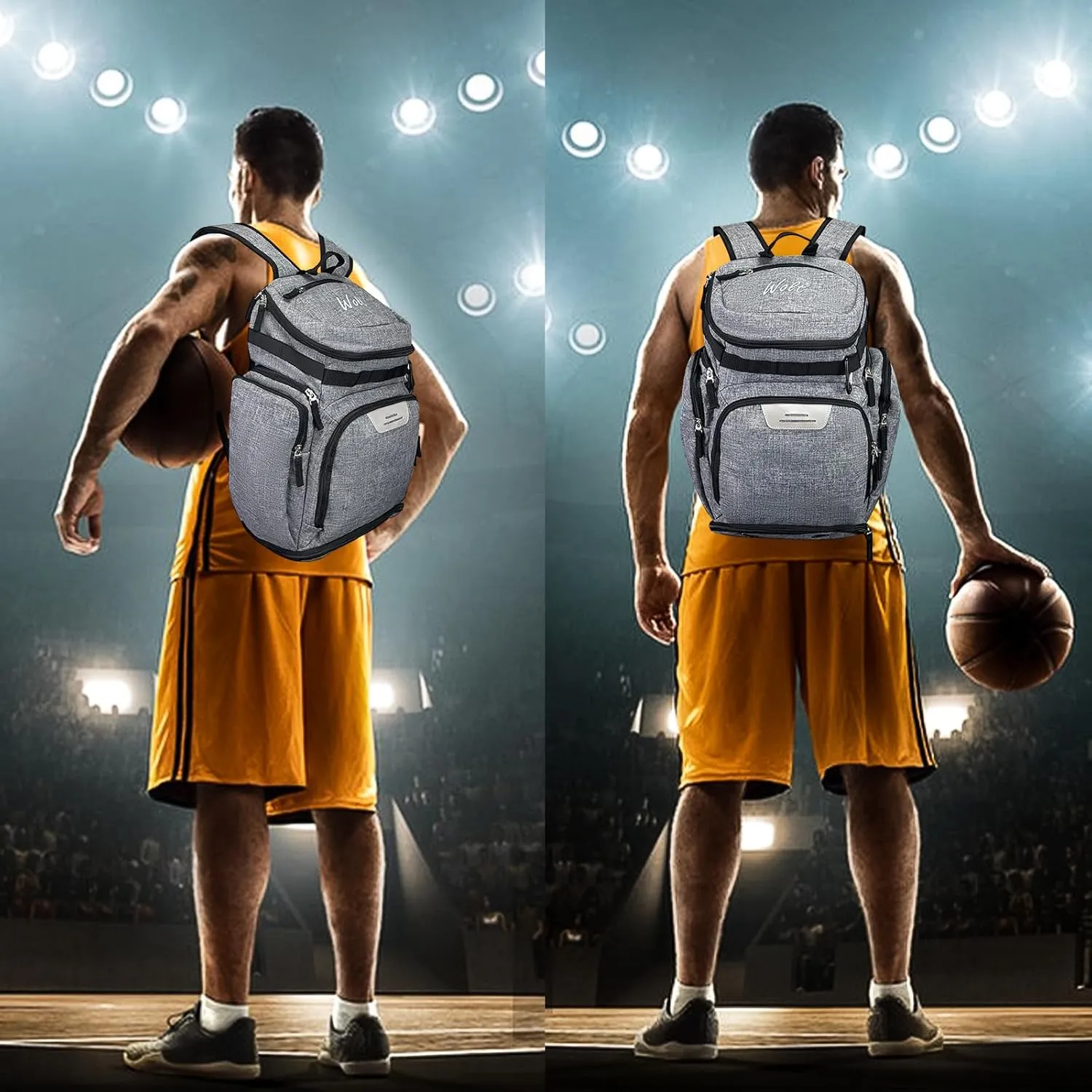 WOLT Basketball Backpack Bag with Separate Ball Compartment and Shoes Pocket，Large Sports Equipment Bag for Basketball, Soccer, Rugby, Volleyball, Baseball Sport Backpack Bag