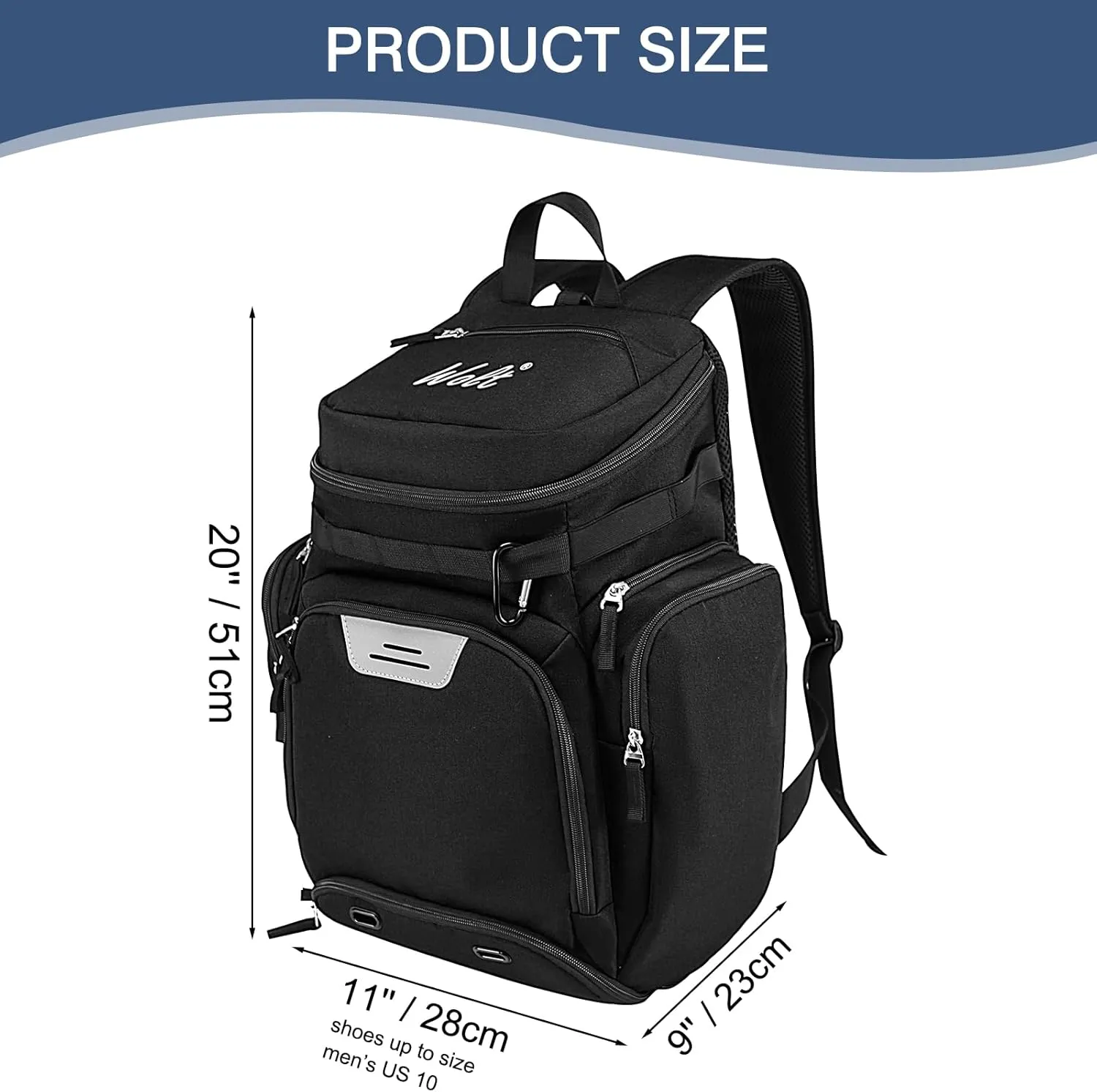WOLT Basketball Backpack Bag with Separate Ball Compartment and Shoes Pocket，Large Sports Equipment Bag for Basketball, Soccer, Rugby, Volleyball, Baseball Sport Backpack Bag