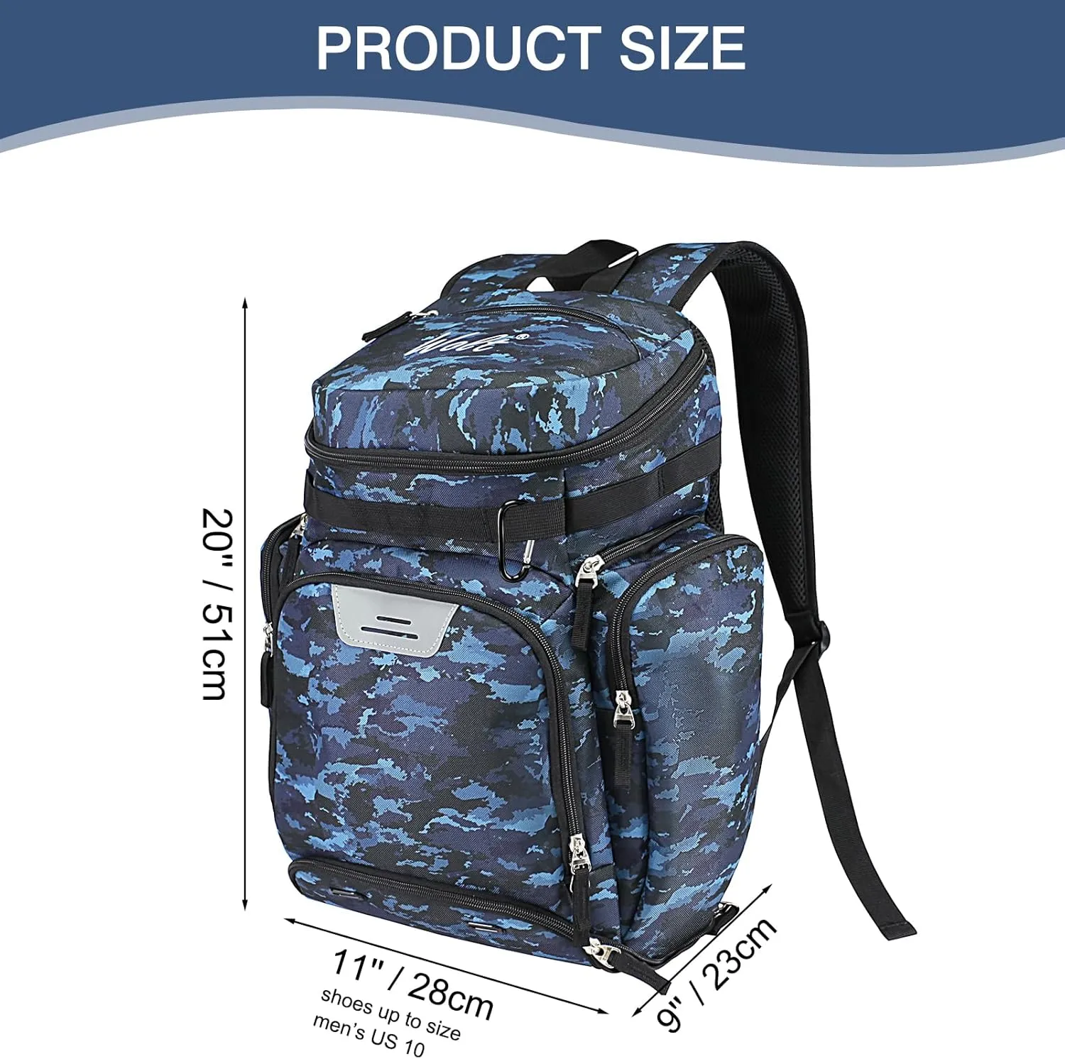 WOLT Basketball Backpack Bag with Separate Ball Compartment and Shoes Pocket，Large Sports Equipment Bag for Basketball, Soccer, Rugby, Volleyball, Baseball Sport Backpack Bag