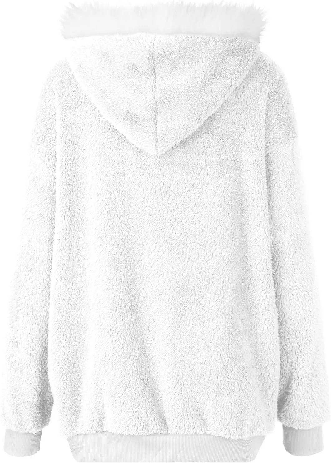 Womens Oversized Zip Up Coat Fuzzy Fleece Sherpa Jacket with Pockets Hoodie Outerwear Fall and Winter