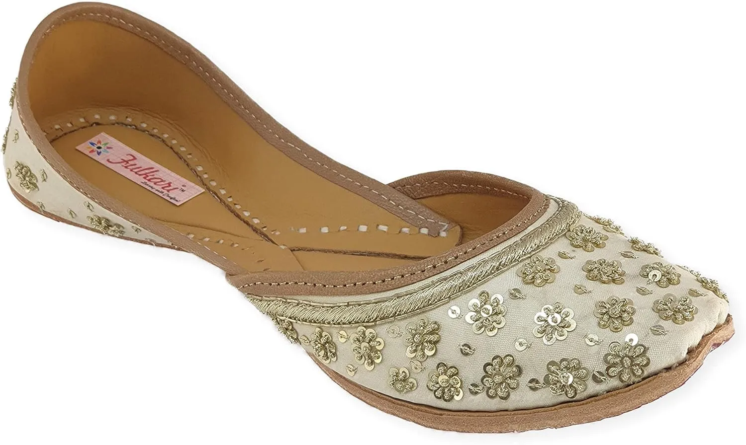 Women's Phulkari Mirror Multicolor Genuine Soft Leather Embroidered Jutis | Bite and Pinch Free Jutti | Punjabi Formal Juttis | Girl's Indian Wedding Flat Ladies Mojari | Formal Ethnic Juti |