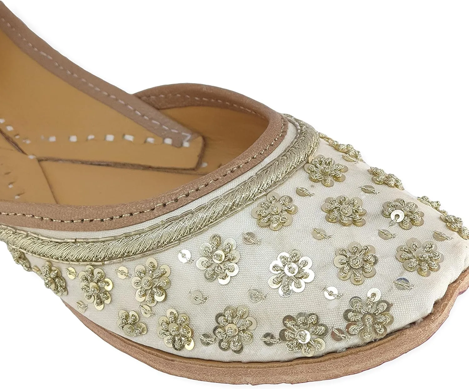 Women's Phulkari Mirror Multicolor Genuine Soft Leather Embroidered Jutis | Bite and Pinch Free Jutti | Punjabi Formal Juttis | Girl's Indian Wedding Flat Ladies Mojari | Formal Ethnic Juti |