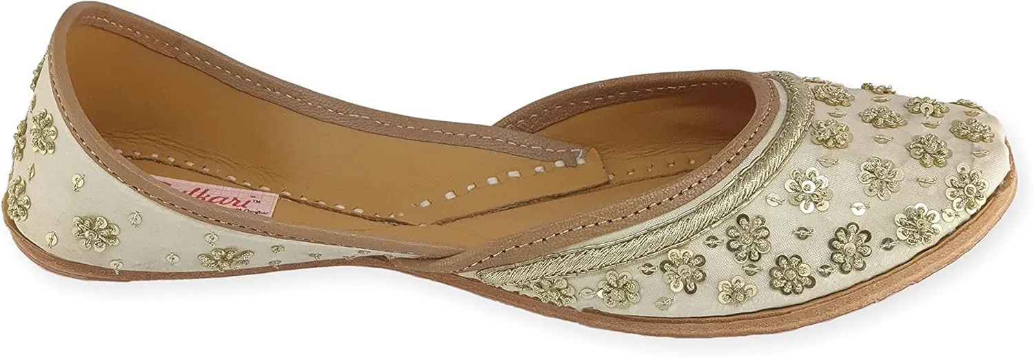 Women's Phulkari Mirror Multicolor Genuine Soft Leather Embroidered Jutis | Bite and Pinch Free Jutti | Punjabi Formal Juttis | Girl's Indian Wedding Flat Ladies Mojari | Formal Ethnic Juti |