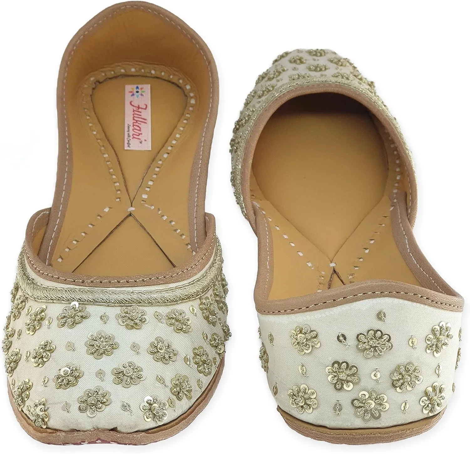 Women's Phulkari Mirror Multicolor Genuine Soft Leather Embroidered Jutis | Bite and Pinch Free Jutti | Punjabi Formal Juttis | Girl's Indian Wedding Flat Ladies Mojari | Formal Ethnic Juti |