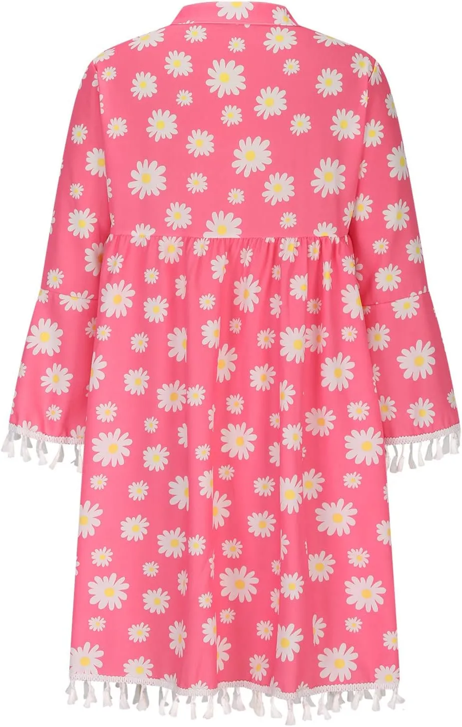 Womens Summer Casual V-Neck 3/4 Sleeve Sundress Boho Print Hawaiian Beach Dress Flowy Swing Vacation Mini Dress
