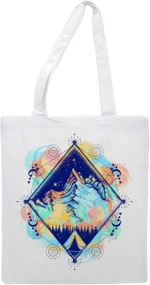 Women's tote bag modern mountain - Sports Gym Lunch Yoga Shopping Travel Bag Washable - 1.47X0.98 Ft