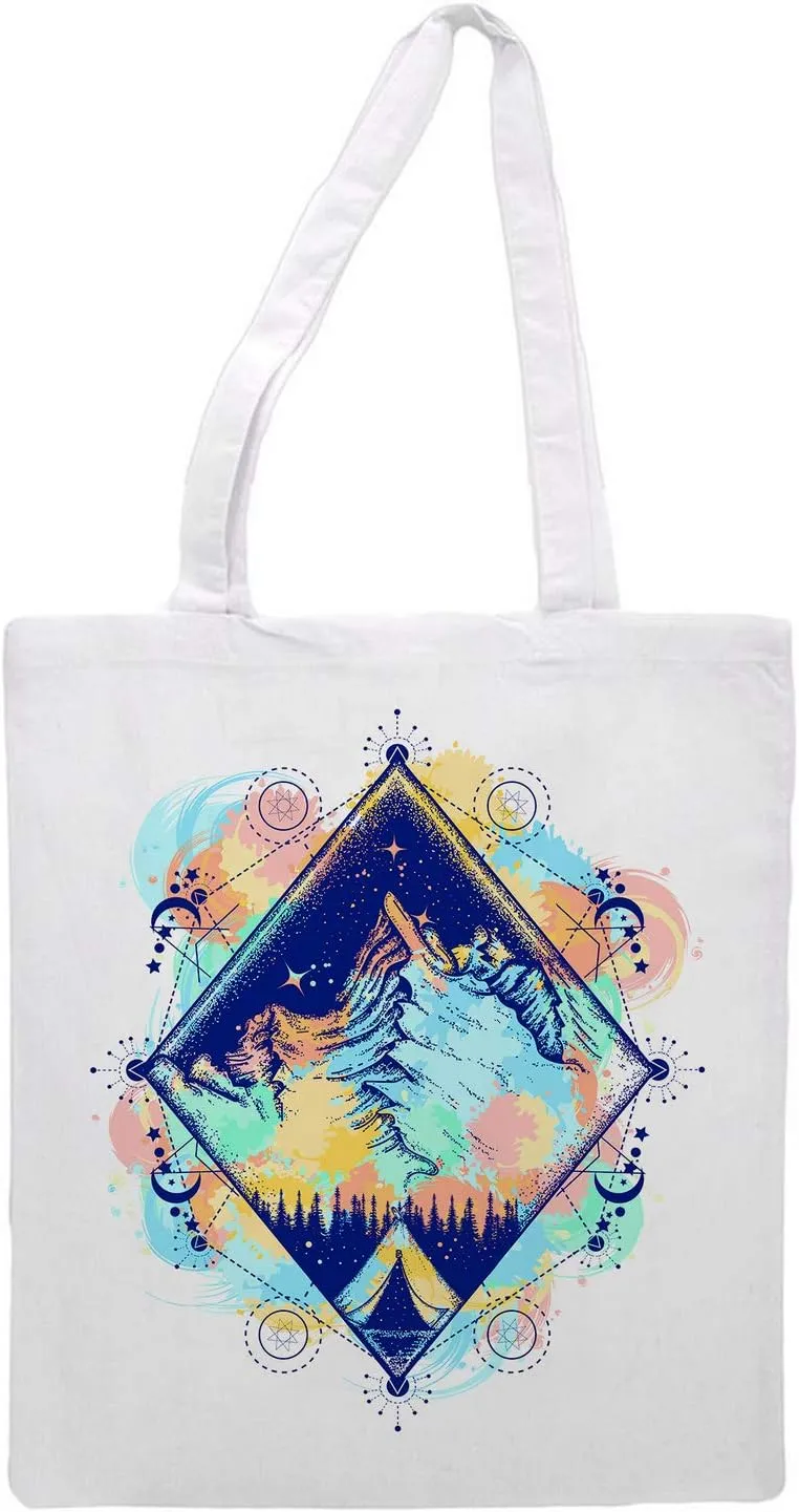 Women's tote bag modern mountain - Sports Gym Lunch Yoga Shopping Travel Bag Washable - 1.47X0.98 Ft