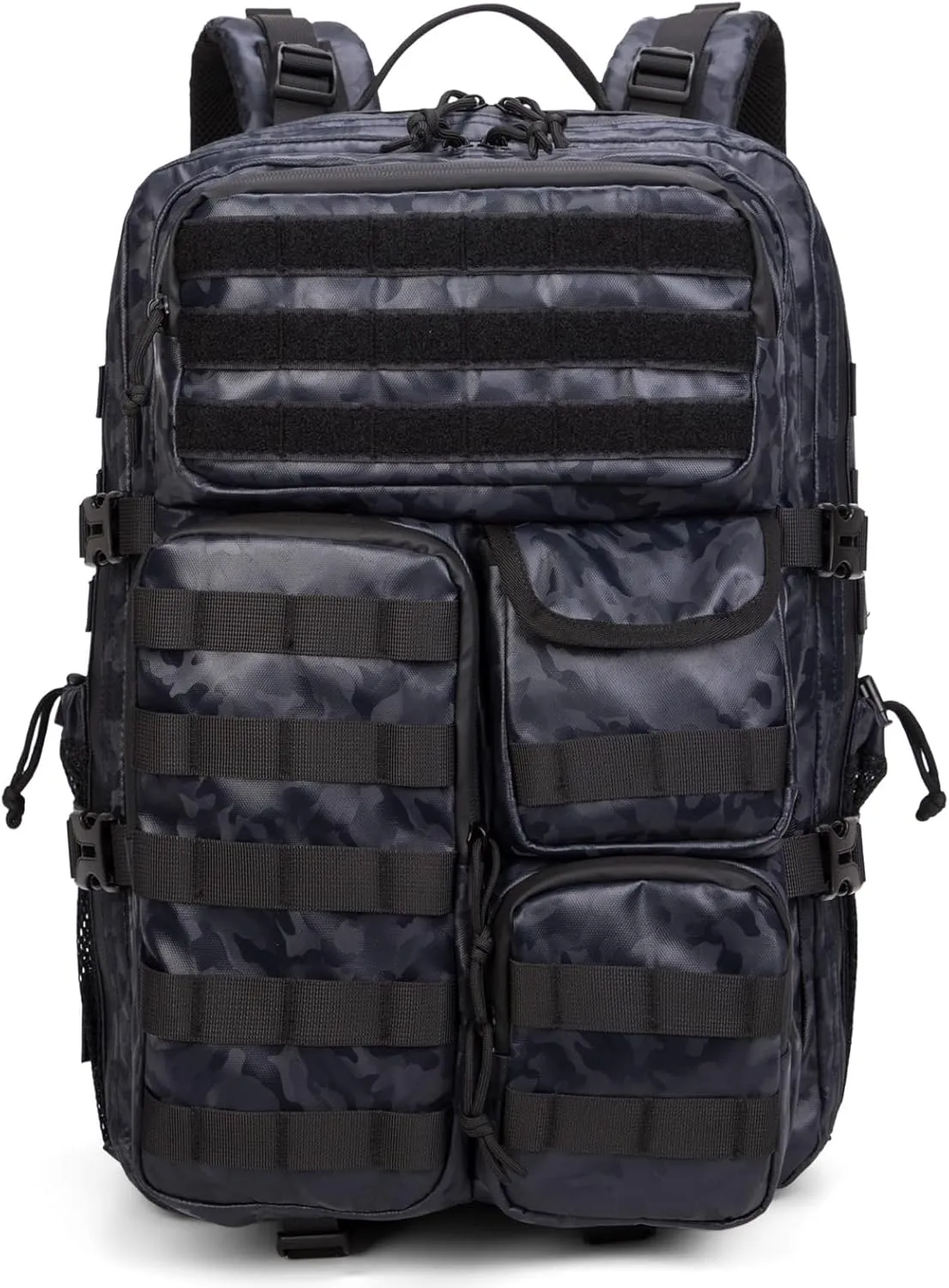 Wotony Tactical Backpack - Military waterproof backpack with multiple pockets and tactical gear for the outdoors (polyurethane-Camouflage Blue-polyurethane, 45L)