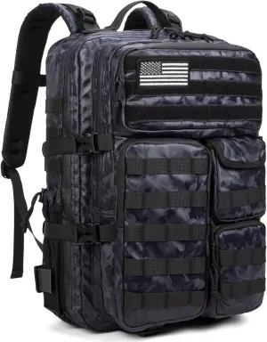 Wotony Tactical Backpack - Military waterproof backpack with multiple pockets and tactical gear for the outdoors (polyurethane-Camouflage Blue-polyurethane, 45L)