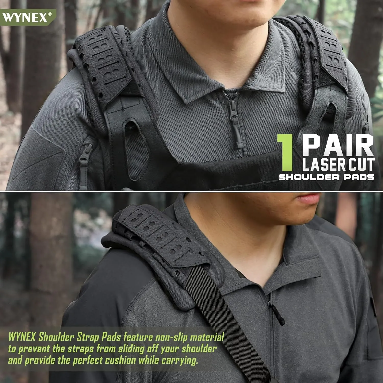 WYNEX Shoulder Strap Pad for Vest Carrier, 2 Pack Tactical Plate Shoulder Pads Strap Cushion Vest Accessories Shoulder Pads Soft Mesh Pads with Tactical Gear for Men