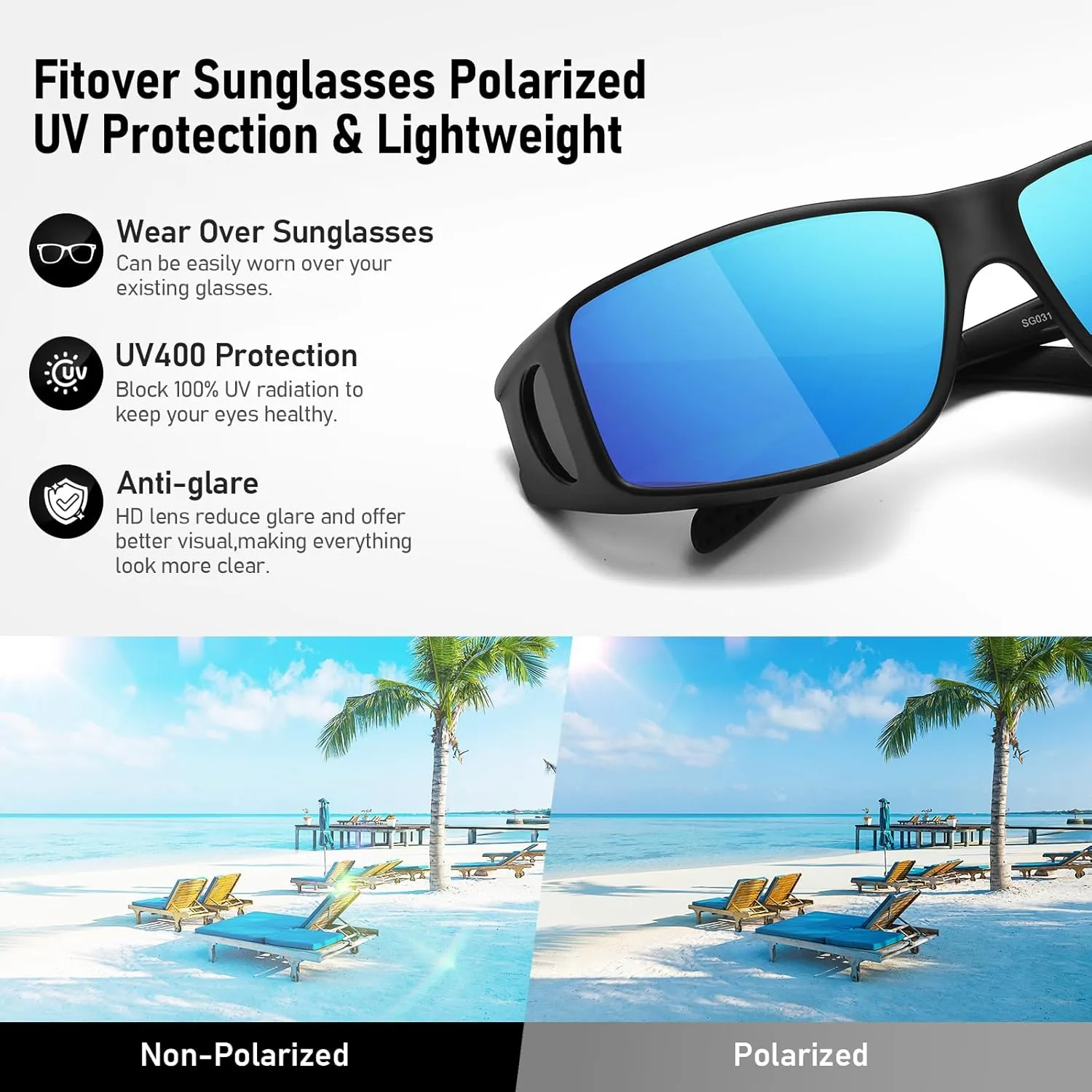Wzerry Fit Over Glasses Sunglasses for Women Men, Polarized Oversized Sun Glasses for Prescription Glasses UV400 Protection
