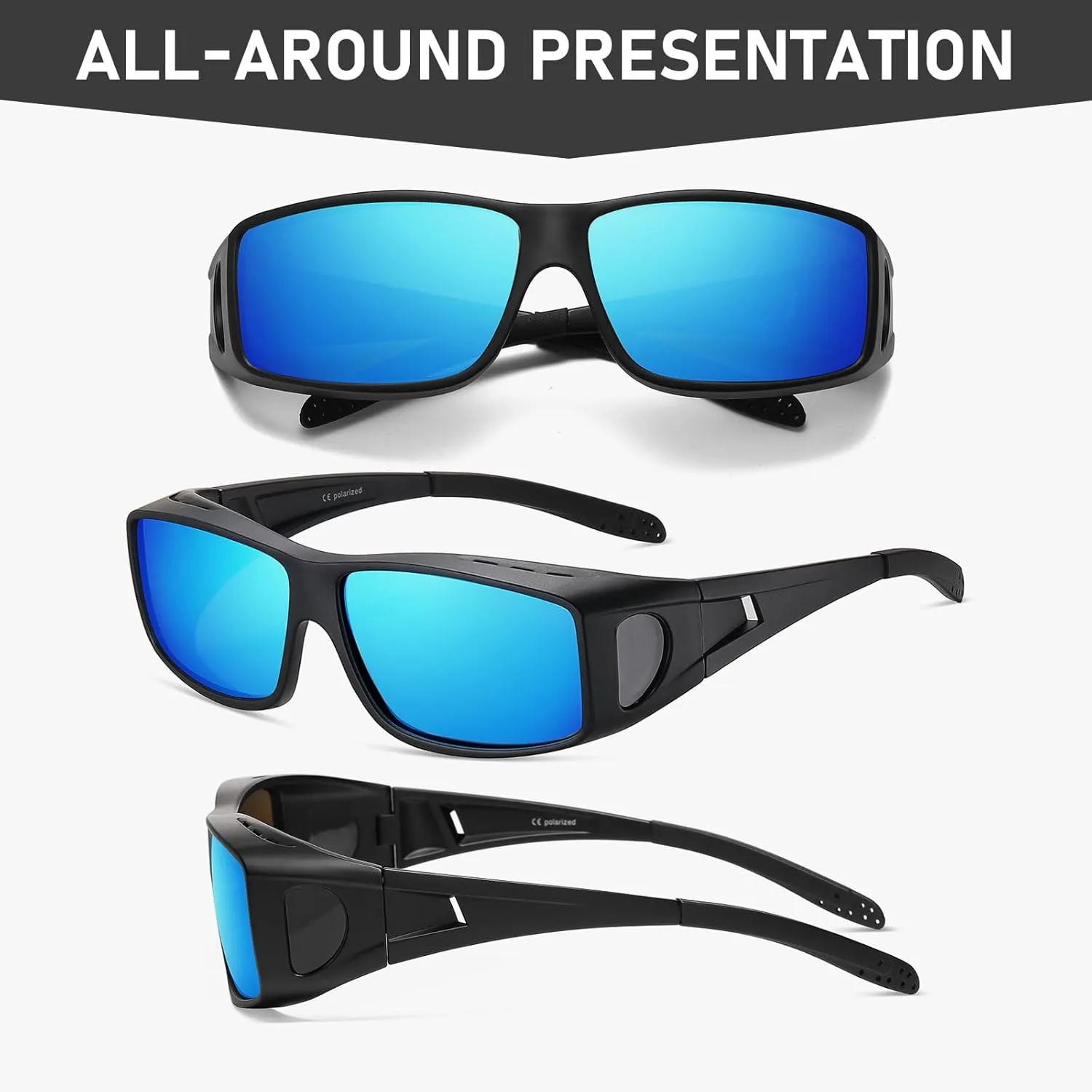 Wzerry Fit Over Glasses Sunglasses for Women Men, Polarized Oversized Sun Glasses for Prescription Glasses UV400 Protection