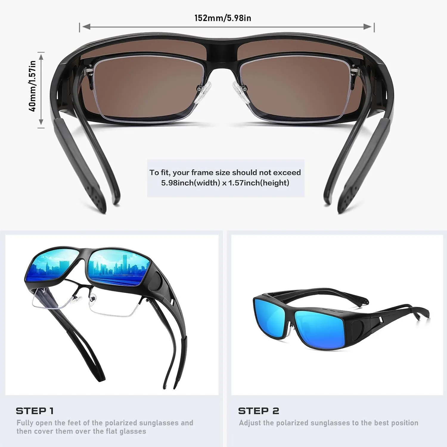 Wzerry Fit Over Glasses Sunglasses for Women Men, Polarized Oversized Sun Glasses for Prescription Glasses UV400 Protection