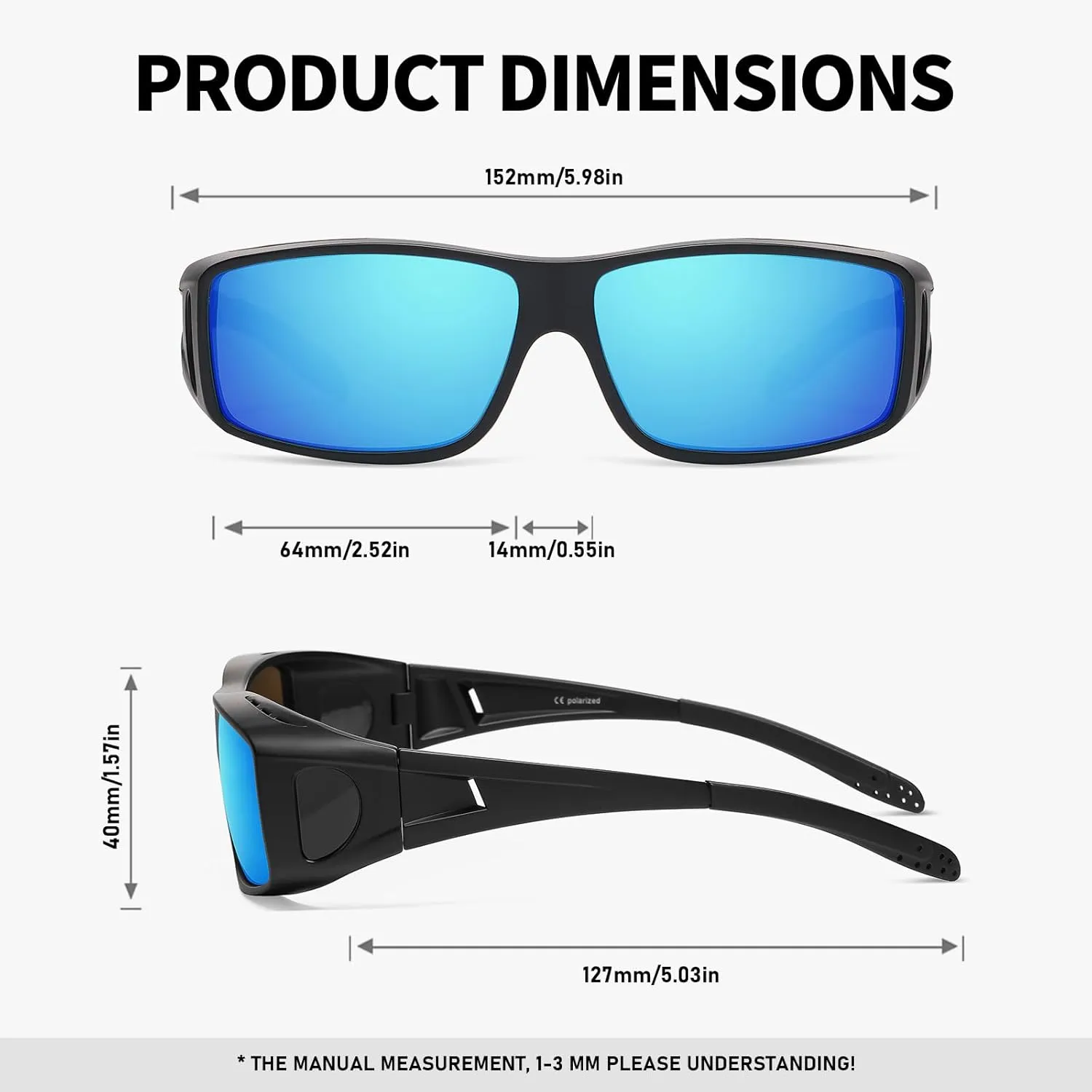 Wzerry Fit Over Glasses Sunglasses for Women Men, Polarized Oversized Sun Glasses for Prescription Glasses UV400 Protection