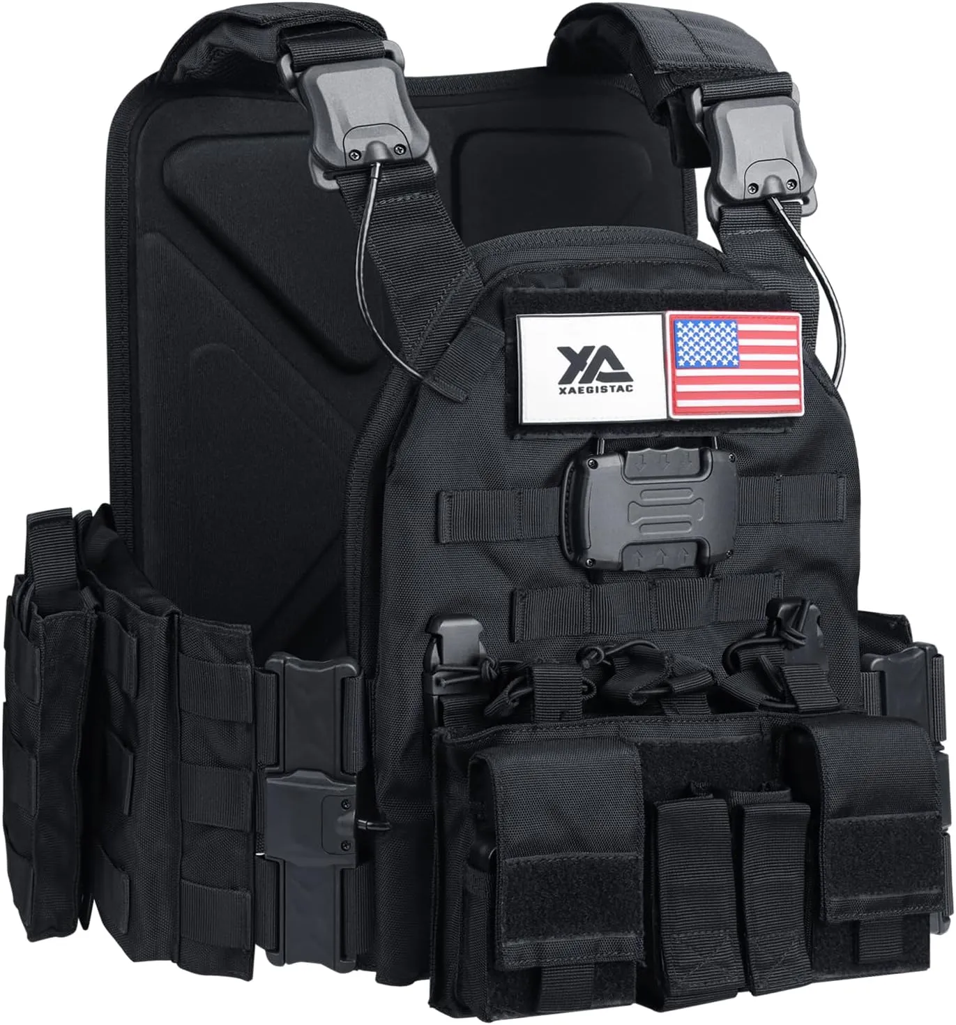 xaegistac Tactical Vest - Durable MOLLE System Military Gear, Adjustable Modular Design for Outdoor, Hunting, and Security
