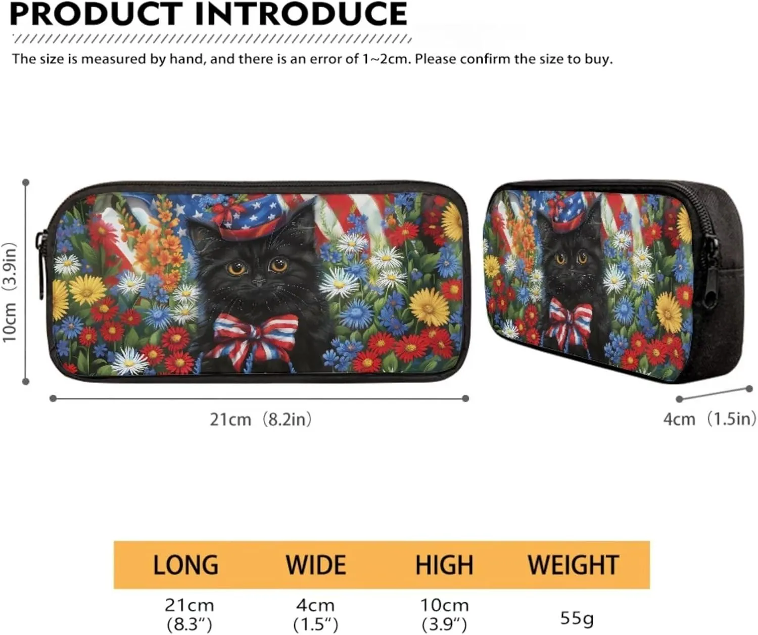Xoenoiee Black Cat Floral Flag Print Backpack Set with 17in Backpack Lunch Bag & Pencil Case, Schoolbag Sets for Boy Girl Students for School Travel Picnic