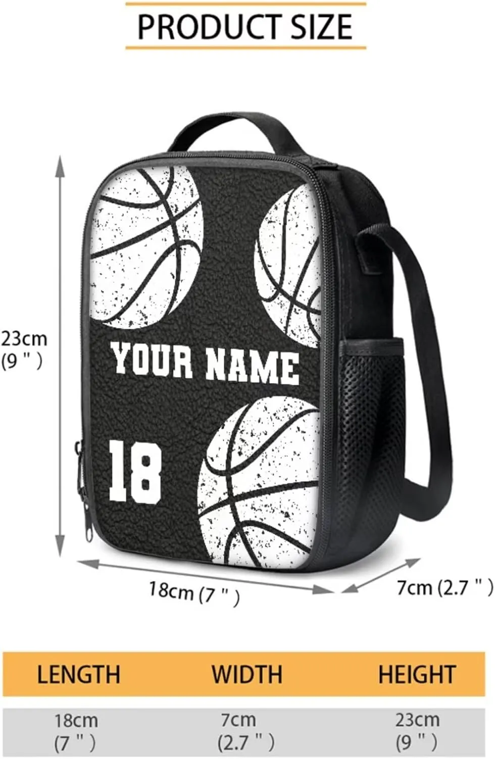 Xoenoiee Custom Basketball Pattern Backpack Set with 17in Backpack Lunch Bag & Pencil Case, Schoolbag Sets for Boy Girl Students for School Travel Picnic