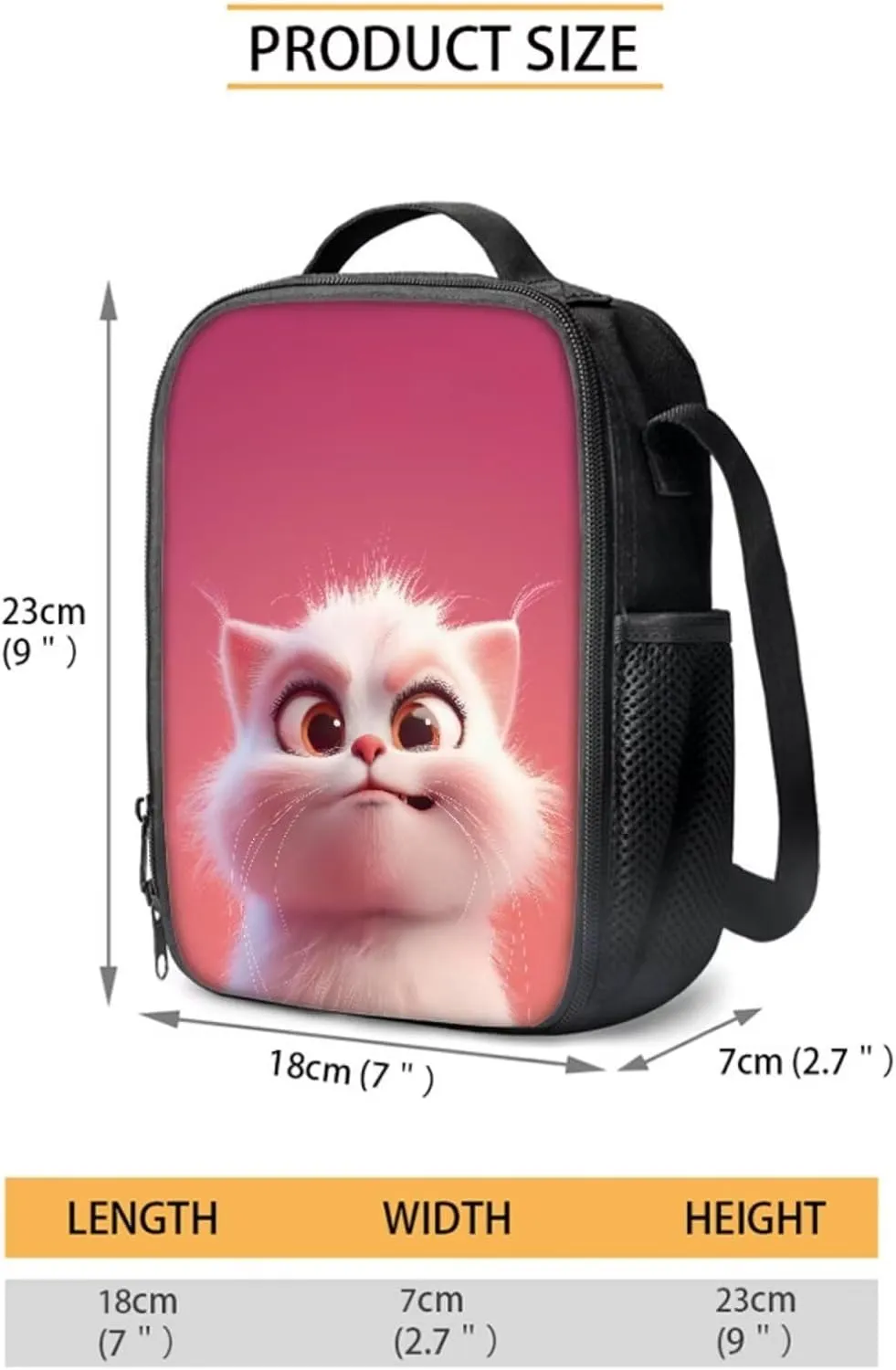 Xoenoiee Cute Cat Pink Pattern Kids Backpack Set for Boys Girls 17in School Backpack & Lunch Bag & Pencil Bag 3 in 1 Set for School Picnic Travel