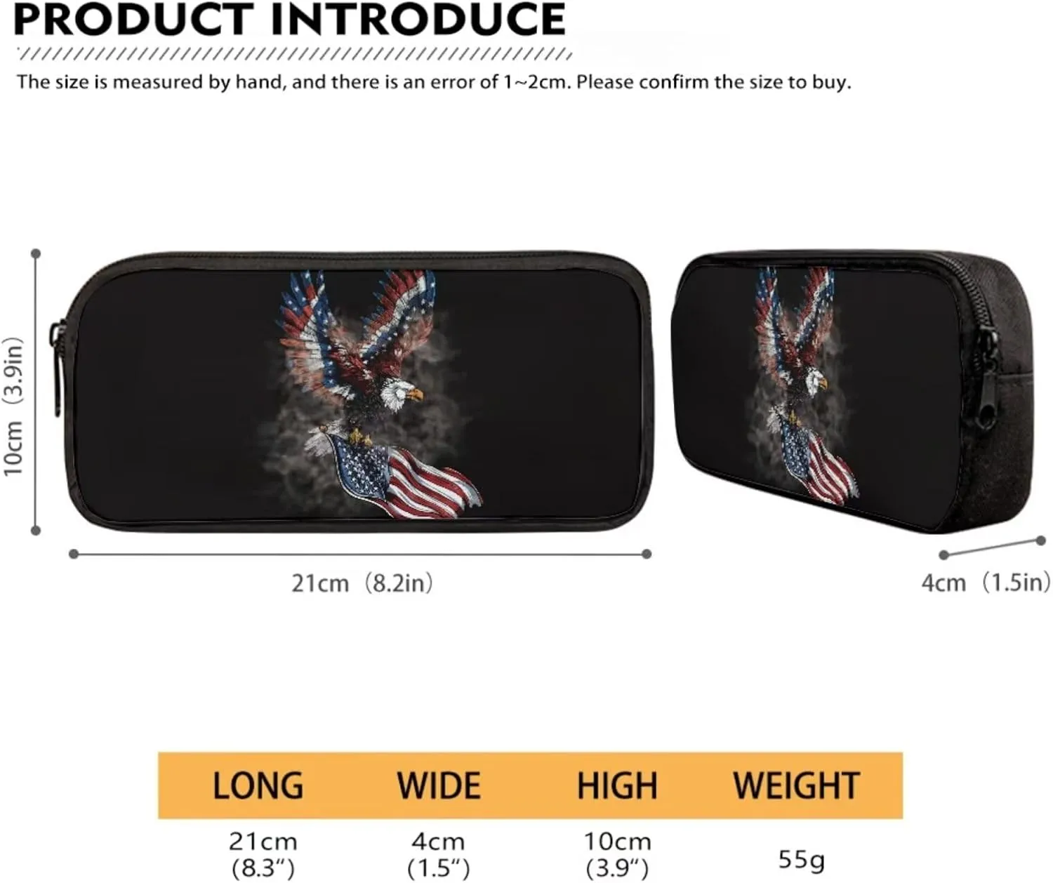 Xoenoiee Eagle and American Flag Print Kids Backpack Set for Boys Girls 17in School Backpack & Lunch Bag & Pencil Bag 3 in 1 Set for School Picnic Travel