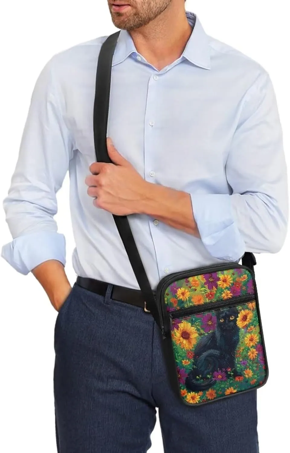 Xoenoiee Mini Messenger Bag Men Women Sling Bags with Multi Pockets Lightweight Small Crossbody Bag for Outing Daily
