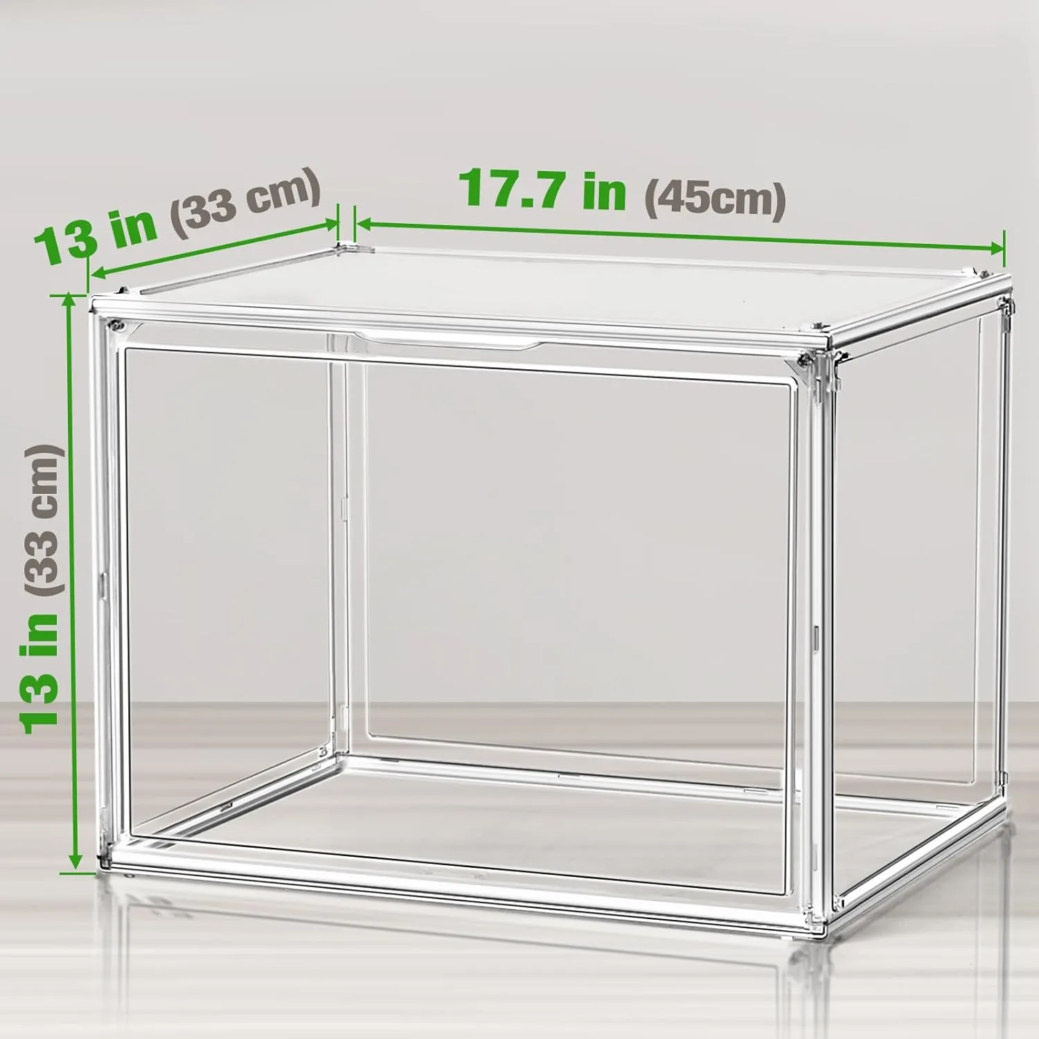 XXX-Large Extra Large Acrylic Display Case Transparent Sneaker Shoe Organizer Clear Plastic Stackable Boot & Shoe Boxes Large Showcase for Helmet, Handbag, Figures Collectibles