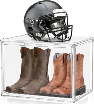 XXX-Large Extra Large Acrylic Display Case Transparent Sneaker Shoe Organizer Clear Plastic Stackable Boot & Shoe Boxes Large Showcase for Helmet, Handbag, Figures Collectibles