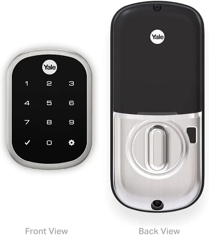 Yale | LiftMaster Smart Lock with Touchscreen Deadbolt- Works with myQ App & Key by Amazon in-Garage Delivery when paired with Smart Garage Hub (sold separately), Satin Nickel