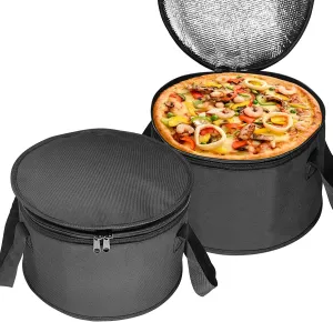 Yalin 2 Pack 12.5X7.8 Inch Round Lunch Bags, Insulated Thermal Pastry and Pie Carrier, Reusable Cake Cooler and Casserole Carrier Bags for Potluck, Picnics Food Delivery (Black Color)