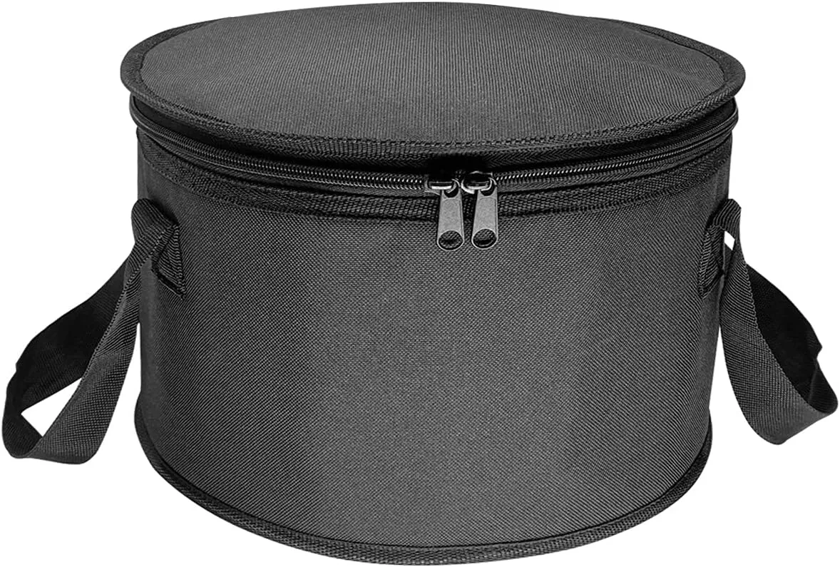 Yalin 2 Pack 12.5X7.8 Inch Round Lunch Bags, Insulated Thermal Pastry and Pie Carrier, Reusable Cake Cooler and Casserole Carrier Bags for Potluck, Picnics Food Delivery (Black Color)