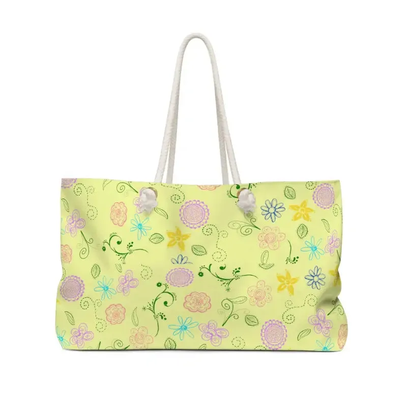 Yellow Oversized Polyester Weekender Bag for Travel