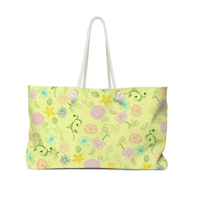 Yellow Oversized Polyester Weekender Bag for Travel