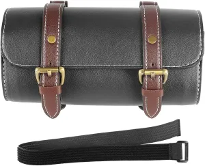 YIBO Motorcycle Fork Bag Quick Release Bag Side Bag Waterproof Universal Tool Bag American Bicycle Side Bag Leather Small Tool Bag (Black 1)